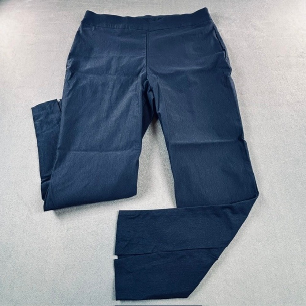 Chico's Women's Navy Blue Pull On Dress Pants Trousers (2) 12 Stretch Career